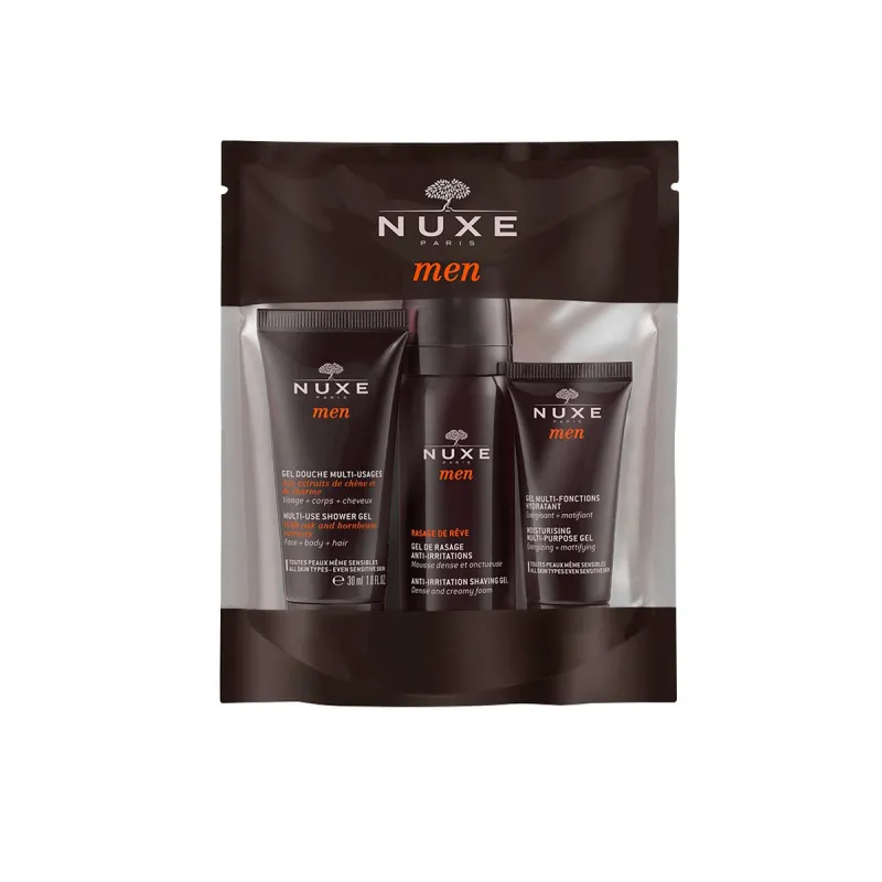 Nuxe Men Kit de viaje Gel Ducha 30ml + Gel Afeitar 35ml + Gel Hidratante 15ml